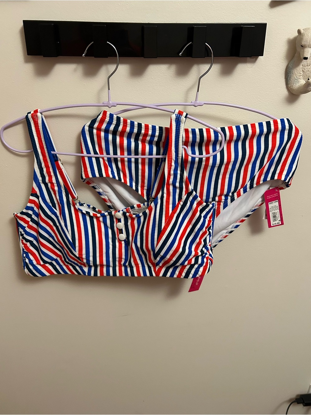 Xhilaration Red, White & Blue Striped Ribbed Two-Piece Bikini
